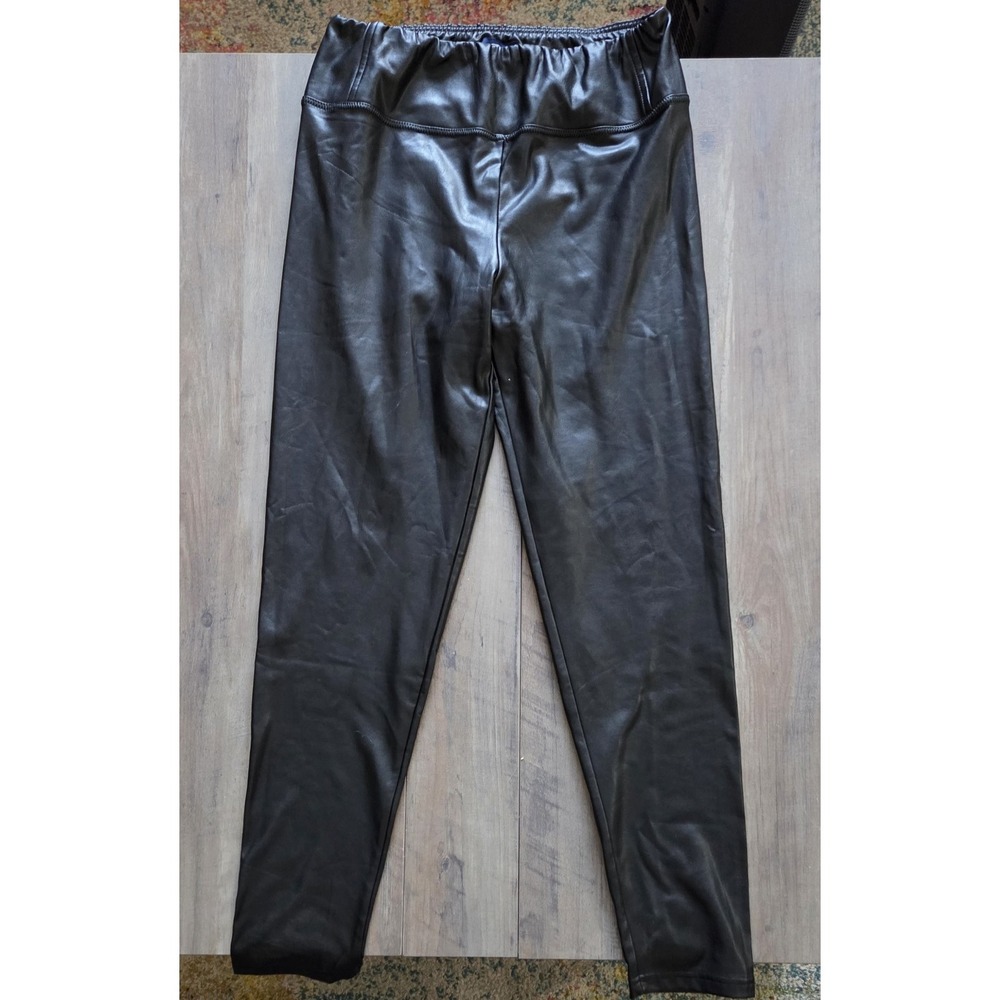 Scoop Black Faux Leather Skinny Pants Women L (12-14)